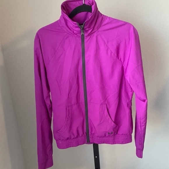 Under Armour Magenta Zip Up Wind Breaker Size Medium - Picture 1 of 3